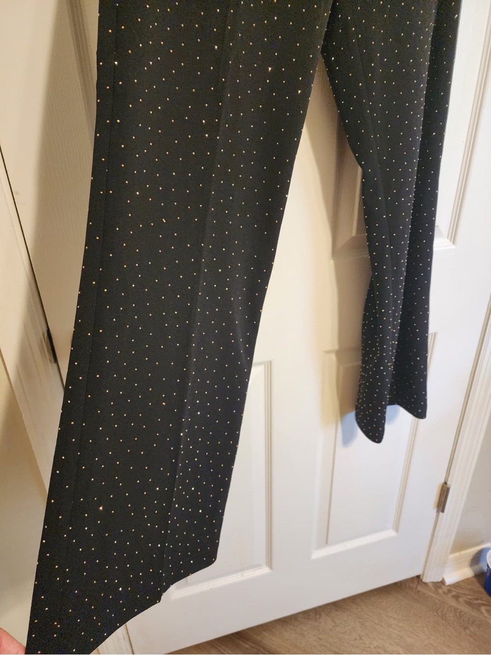 Soho Apparel Black Boot Cut Pants with Gold Dot Embellishments